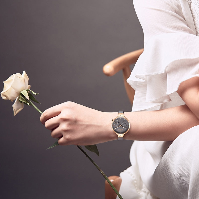 Relógio Flower Luxo - Couro